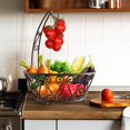 thumbnail image 4 of Simple Houseware Fruit Basket Bowl with Banana Tree Hanger - Wire Produce Storage Stand & Organizer for Kitchen Counter, Bronze, 4 of 6