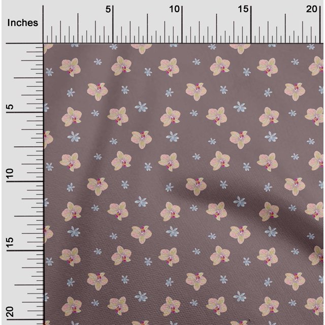 oneOone Polyester Lycra Fabric Orchid Floral Printed Craft Fabric BTY 56 Inches Wide