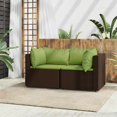 thumbnail image 1 of vidaXL Canapés d'Angle de Jardin avec Coussins 2 Pcs Brun Rotin Poly, 1 of 5