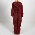 thumbnail image 3 of Combinaison Pyjama à Capuche à Manches Longues pour Femmes, Décontractée, Chaude pour l'Hiver, Tenue de Nuit - Rouge TTTG, 3 of 6