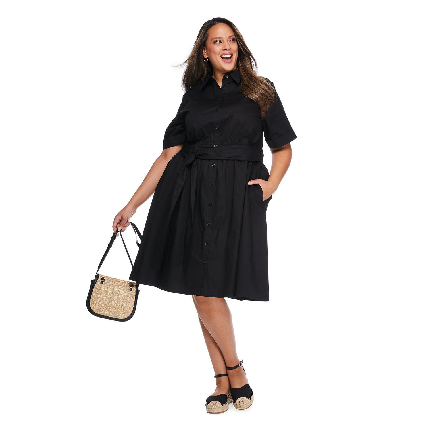 Lane Bryant Women'S Plus Shirt Midi Dress