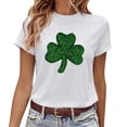 thumbnail image 1 of LUOGENLI T-shirts pour Femme pour Femmes T-Shirt à Col Rond à Manches Courtes pour la Saint-Patrick T-shirts pour Femmes T-Shirt Graphique Saint-Patrick T-shirts Amusants pour Femmes T-shirts Graphiques Pâques Blanc TTTG, 1 of 4