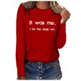 thumbnail image 1 of Penkiiy Chemises pour Femmes Manches Longues, T-Shirt Imprimé Lettre pour Femmes Col Rond Grande Taille Blouses d'Été Décontractées Basiques TG Rouge, 1 of 7
