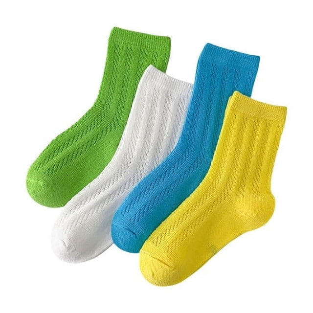 Wdgfv 4 Pairs Breathable Cartoon Print Socks Four-Piece Set for Everyday Comfort Green XL