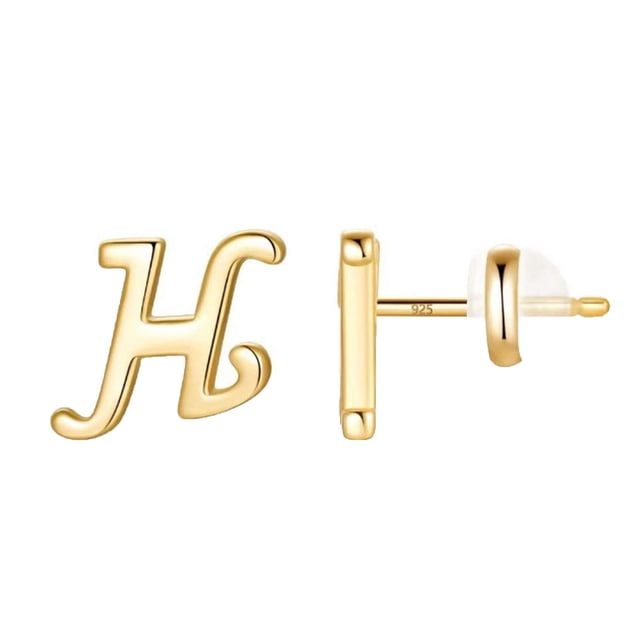 Boucles d'Oreilles Alphabet en Or 26 avec Finition Plaquée Or pour Femmes