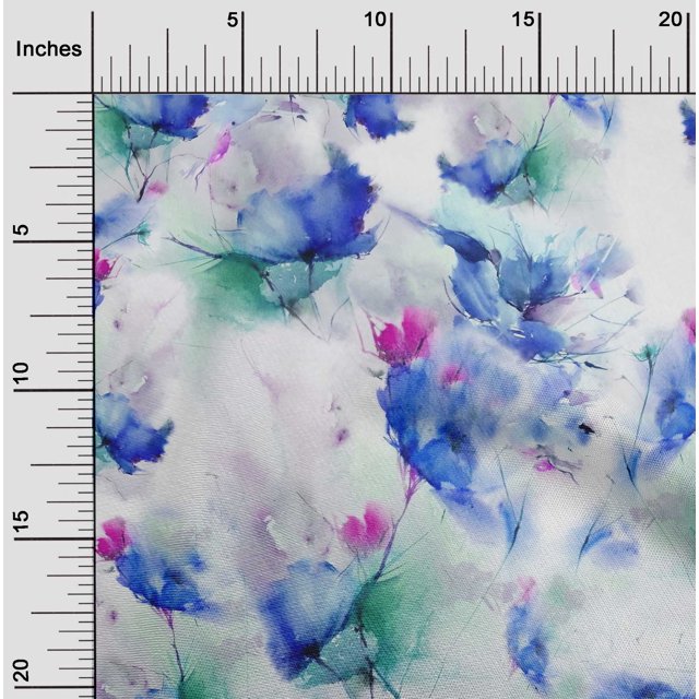 oneOone Georgette Viscose Fabric Flower Watercolor Printed Craft Fabric BTY 42 Inches Wide