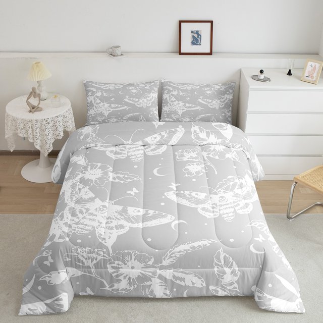 Erosebridal Mandala Moth Bedding Queen Comforter Set, Hippie Galaxy Down Comforter, Boho Gothic Decor, Reversible