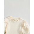 thumbnail image 4 of Faithtur 2PCS Toddler Girls Fall Outfits, Long Lantern Sleeve Ribbed Knit Tops + Tweed Skirt Set, 4 of 9