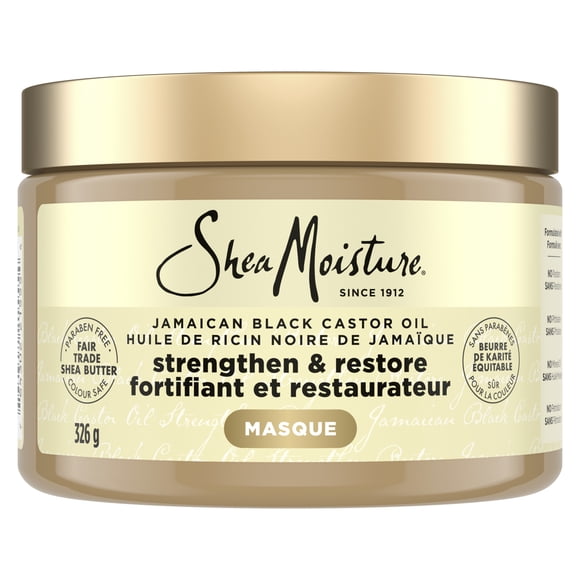 SheaMoisture Masque Fortifiant et Restaurateur Huile de Ricin Noire de Jamaïque pour Cheveux Abîmés, 326 g
