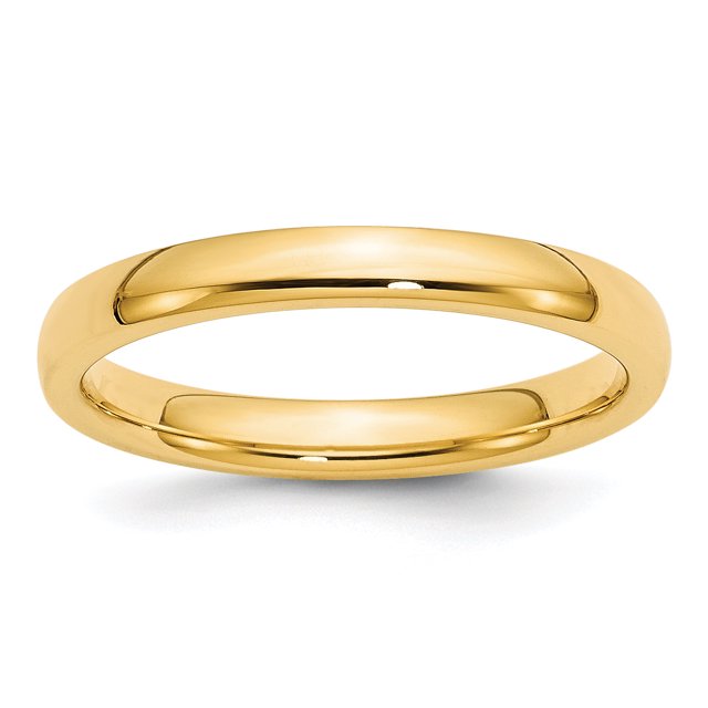 Bague en Or Jaune 14K 3 mm à Ajustement Confortable
