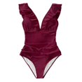 thumbnail image 1 of Cupshe Maillot de Bain une Pièce Rouge à Volants Lacé pour Femmes, TTG, 1 of 3