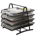 thumbnail image 2 of Desk File Tray Organizer Mesh Letter Tray Desk Document Tray Office Desk Document Tray Mesh Bracket Paper Letter Shelf Holder Black Metal For Home Study School, 2 of 3