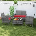 thumbnail image 2 of Costway 4 PCS Patio Furniture Set with Washable Cushions and Tempered Glass Coffee Table, 2 of 9
