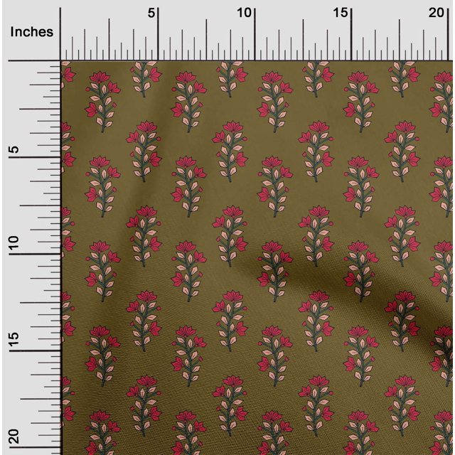 oneOone Georgette Viscose Fabric Leaves & Floral Block Decor Fabric Printed BTY 42 Inch Wide