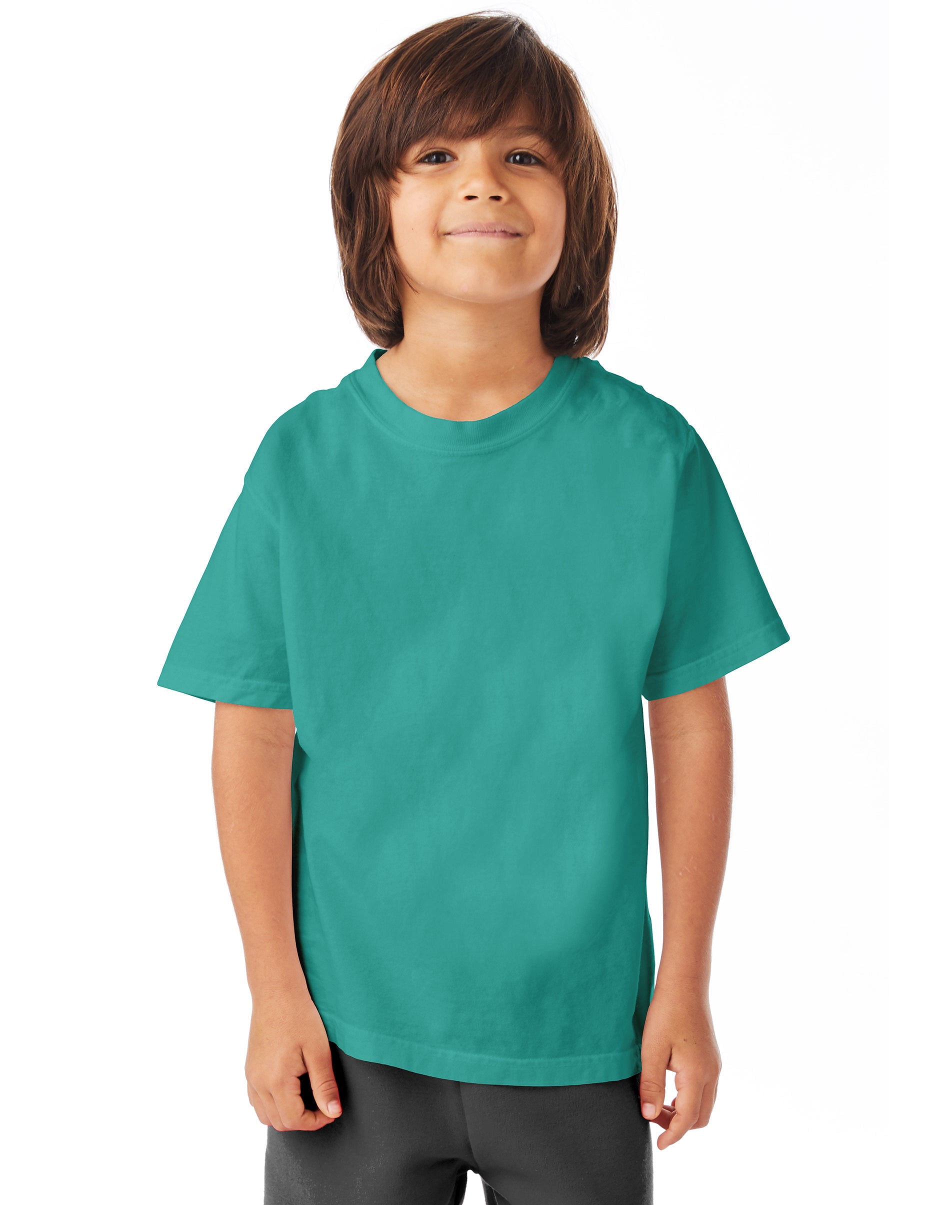 Hanes Boys ComfortWash Short Sleeve Crew Tee, S, Spanish Moss