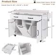 thumbnail image 4 of Farmhouse Kitchen Island with Trash Can Storage Cabinet, Kitchen Cart with Drop Leaf, Spice Rack, Towel Rack and Drawer, Rolling Kitchen Island on Wheels with Adjustable Shelf (White), 4 of 9
