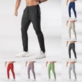 thumbnail image 3 of Ceisia Men Solid Color Loose Casual Pants Elastic Waist Drawstring Sports Gift Work Trousers, 3 of 4