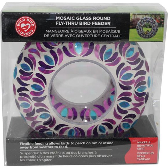 Audubon & Woodlink 25081 Mosaic Glass Round Fly Through Feeder - Multicolor, Pack of 3