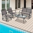 thumbnail image 1 of Costway Ensemble de Conversation pour Terrasse 4 Pcs avec Balancelle, Chaise Berçante et Table, Robuste, Extérieur, 1 of 10