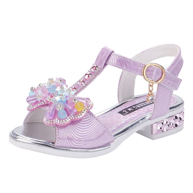 MIASHUI Chaussures de Fille Robe Été Sandales à Bout Ouvert Danse Chaussures de Princesse, Violet, 8-9 Ans