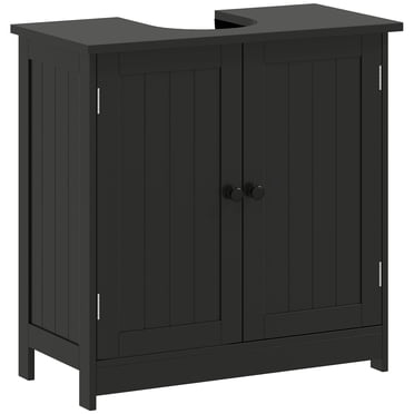 HOMCOM Under Sink Bathroom Cabinet, Pedestal Sink Vanity w/ 2 Doors, Shelf