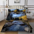 thumbnail image 1 of Erosebridal Nature Scenery Coverlet Set King, Stone Lake Bedding Set, Rustic Farmhouse Decor 3pcs, 1 of 5