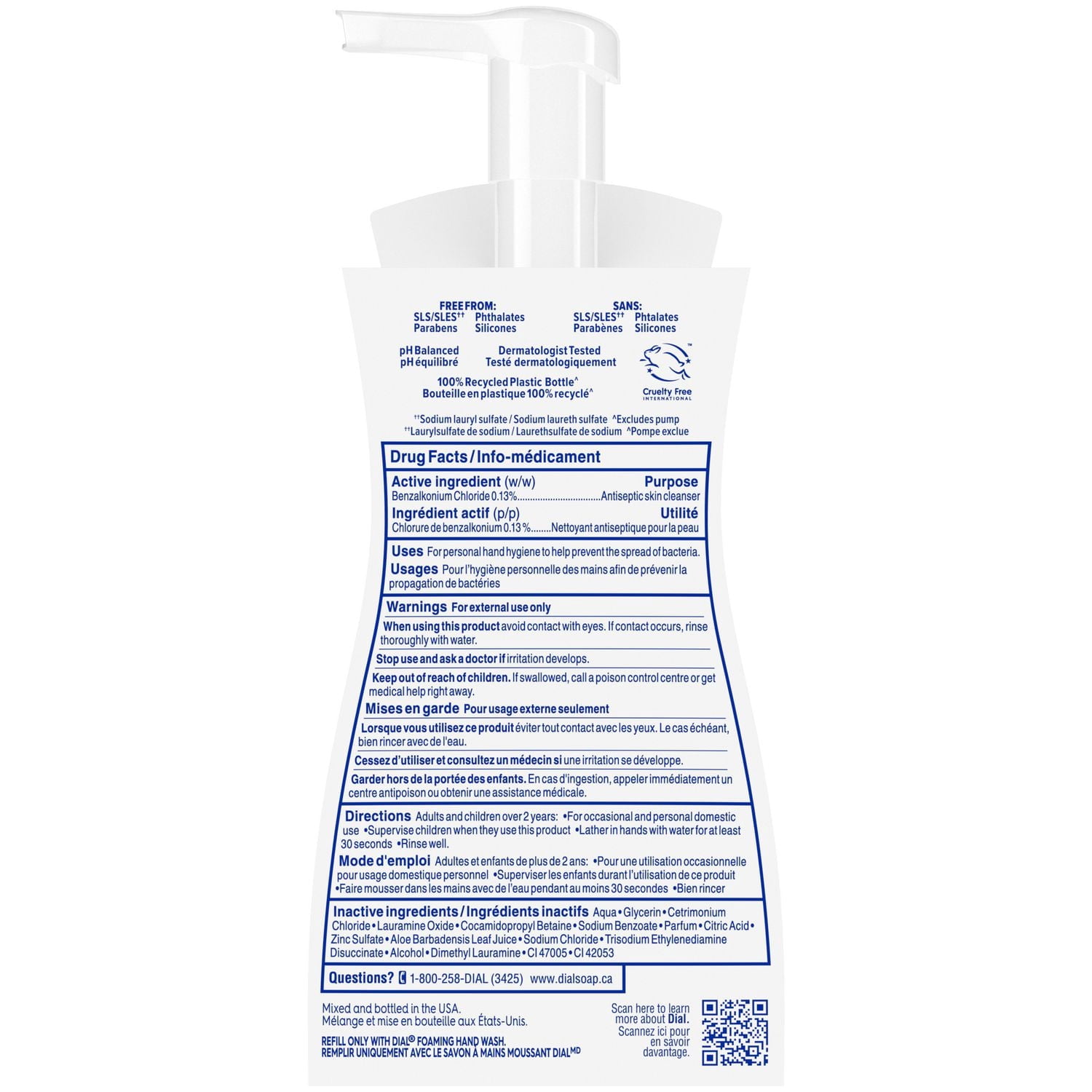 Dial Antibacterial Foaming Hand Wash, Fresh Pear Scent, 221ml, Dermatologist Tested, pH Balanced, Free from Silicones, Parabens, Phthalates, SLES/SLS