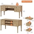 thumbnail image 3 of WAMPAT Farmhouse Desk, Executive Home Office Desk, Charging Station, Wood Computer Desk, 5 Drawers, File Cabinet Storage, Door, Open Shelf, Study and Work,Oak, 3 of 7