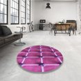 thumbnail image 4 of Ahgly Company Tapis d'Intérieur Ronds Transitionnels Lavables à la Machine, Violet Moyen Rouge Rose, 8 Pieds Rond, 4 of 7
