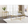 thumbnail image 3 of ACME Charrot Table Basse en Verre avec Base de Barre Transversale en Verre Clair et Or, 3 of 7