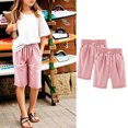 thumbnail image 2 of Five Quarter Pants for Kids with Elastic Waistband and Side Pockets, Cotton-Polyester Blend, Black, Size 110 (3-13 Years), 2 of 4