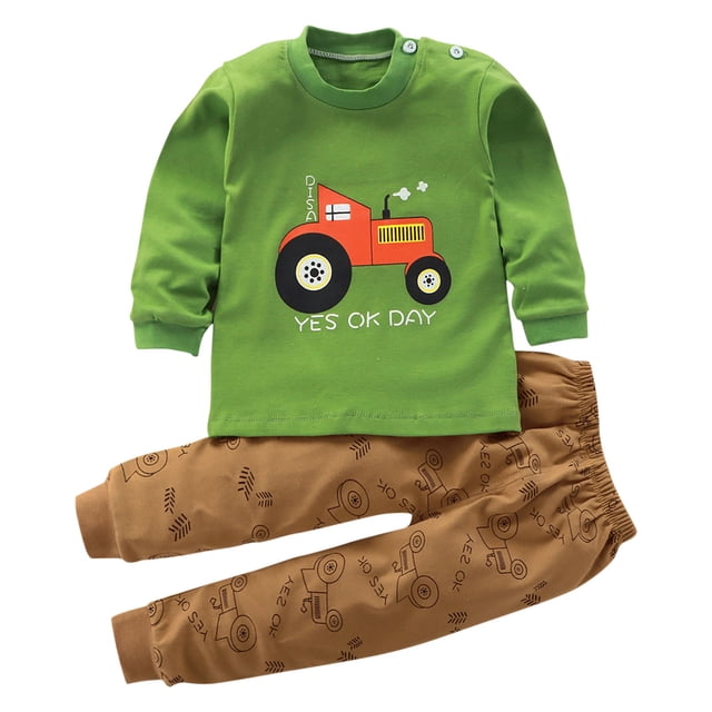 Pisexur Tenue d'Automne pour Bébé Fille Garçon, Ensemble 2 Pcs, Ensembles de Pyjamas pour Tout-Petit Bébé, Chandails à Col Rond à Manches Longues et Pantalons, Mode Décontractée, Ensemble de Vêtements de Nuit en Coton pour Garçons, 3 Mois à 6 Ans