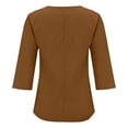thumbnail image 3 of Babysbule Manches 3/4 pour Haut d'Été pour Femmes Col Rond T-Shirt Ample Mode Tunique à Boutons 2025, 3 of 8