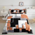 thumbnail image 2 of YST Abstract Geometric Down Comforter Orange Black Grey White Bedding Set Full For Kids Aduts Modern Fashion Room Decor Grids Sequins Comforter Set Geometry Square Quilt Duvet, 2 of 6