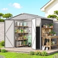 thumbnail image 2 of Outsunny 8' x 6' Outdoor Storage Shed, Metal Tool Shed, Dark Grey, 2 of 10