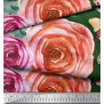 thumbnail image 2 of Soimoi polyester Crepe Fabric Leaves & Rose Flower Print Sewing Fabric Yard 52 Inch Wide, 2 of 3