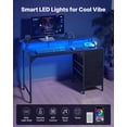 thumbnail image 2 of VEVOR 47" Computer Desk with LED Lights & Power Outlets, Gaming Table with 4 Large Drawers, Office Desk with Monitor Stand, Study Work Home Office, Small Spaces, Black, 2 of 9