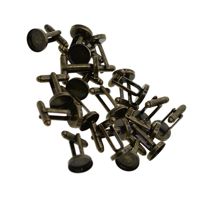 20Pcs Blank 12mm Round Bezel Glue Base Base Tray Pendant Frame Cup Cuff Links DIY Cufflink Bronze
