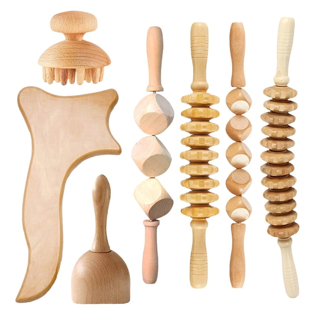7x Wood Massage Tools, Lymphatic Drainage Massager Body Sculpting Tools,