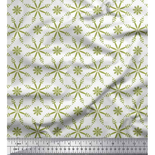 Soimoi Poly Georgette Fabric Flower Artistic Print Sewing Fabric Yard 42 Inch Wide