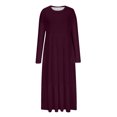 thumbnail image 4 of Penkiiy Robe Décontractée pour Femme à Manches Longues, Col Ras du Cou, Coupe Évasée, Robe Longue Fluide à Étages pour la Plage avec Poches, P Violet, 4 of 5