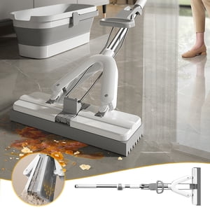 Danhjin Mop en caoutchouc Mop maison absorbante Mop sans lavage à la main sèche et humide personne lassée ménage serrer Mop et seaux en caoutchouc