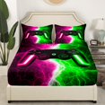 thumbnail image 3 of Gamer Bed Sheets Set for Boys Queen Size Pink and Green Gaming Bedding Set,Kids Video Game Console Sheets Modern Lightning Fitted Sheet Set Bedroom Decor with 2 Pillowcases, 3 of 5