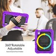 thumbnail image 3 of Case for iPad Mini 7 A17 Pro 2024/Mini 6 2021 8.3 Inch 7th/6th Gen with Screen Protector, 360 Degree Rotating Kickstand Hand Strap Shockproof Cover with Shoulder Strap, Purple, 3 of 7