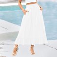 thumbnail image 2 of Bovxnpu Plus Size Skirts For Women, Womens Summer Midi Skirts Ruffle Flowy A-Line Long Skirt with Pockets, Womens Elastic Waist Drawstring Pleated Mid Skirt XXL, 2 of 5