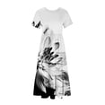 thumbnail image 3 of Dvkptbk Robes d'Été pour Femmes 2024 à Manches Courtes, Robes Midi Évasées, Robe T-Shirt Décontractée à Motif Floral, Robe de Plage Fluide avec Poches P-2TG, 3 of 4