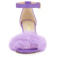 thumbnail image 2 of BLISSFUL STEP Women's Shoes Faux Fur Ankle Strap Block Heel Open Toe Sandals Purple 9, 2 of 7