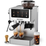 AIRMSEN Espresso Machine with Grinder, Espresso Coffee Maker with Customized Grind Amount & Coffee Volume, Cold Brew Coffee Machine for Cappuccino Latte Americano