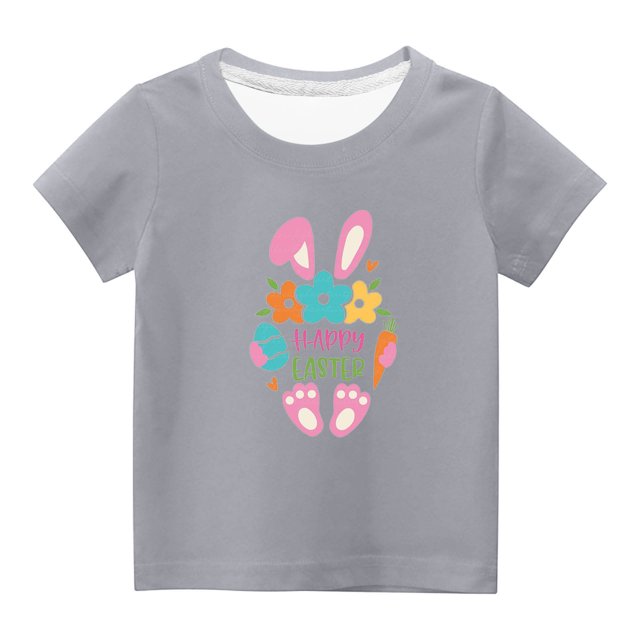 MeetoTime T-shirt à Manches Courtes de Pâques pour Enfants, Col Rond, Coupe Ample, Imprimé, pour Garçons et Filles, 3 à 14 Ans