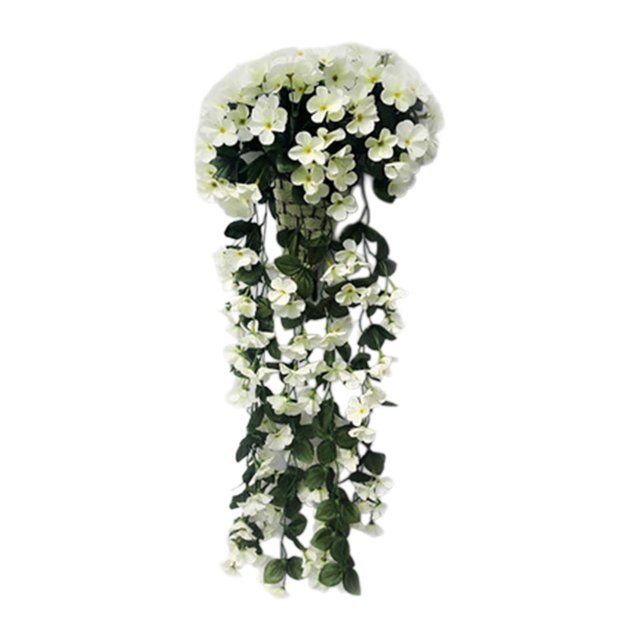 RKSTN Simulated Rose Bouquets featuring cascading artificial flowers in a wall-hanging basket design. The arrangement includes hand-dyed gradient roses with realistic textures, winding vines, and a simulated moss base. Made with durable PE rattan and silk petals, it is suitable for outdoor use in all seasons, withstanding temperatures from -20°C to 60°C. Ideal for decorative landscaping, weddings, or home balcony decor.